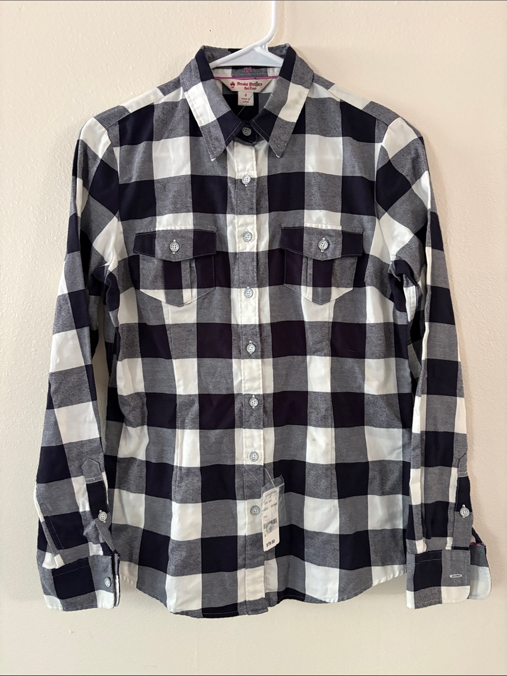 Brooks Brothers Black and White Buffalo Check Button-Down Shirt